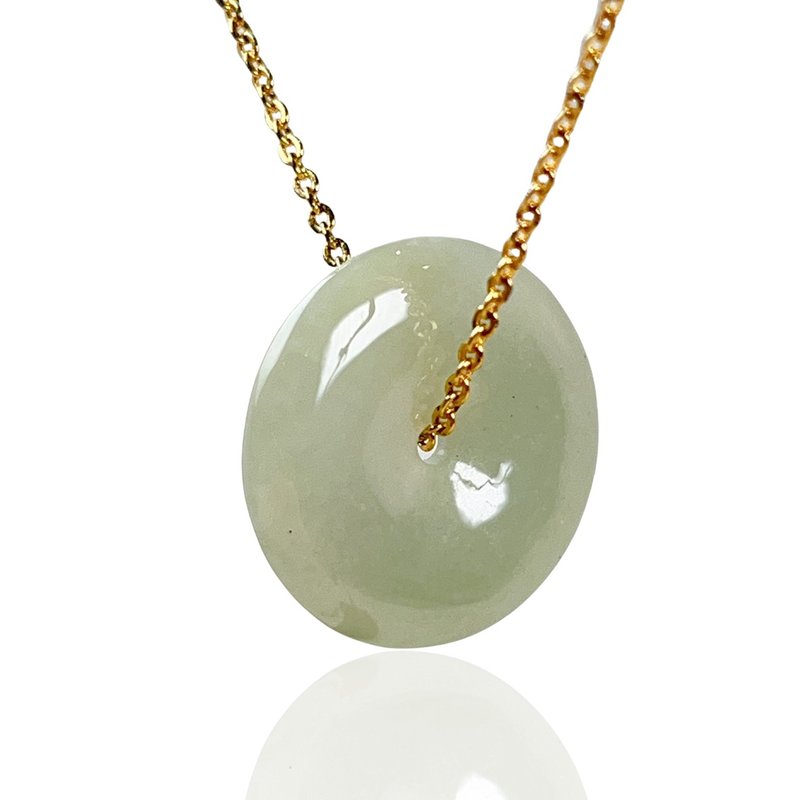 【May‧Peace】Ice Jadeite Peace Buckle Necklace | Natural Burmese Jadeite A Grade | Gift - Necklaces - Jade Green