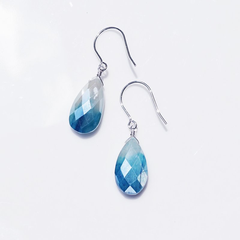 Bicolor Moonstone Earrings Iceberg - Earrings & Clip-ons - Gemstone White
