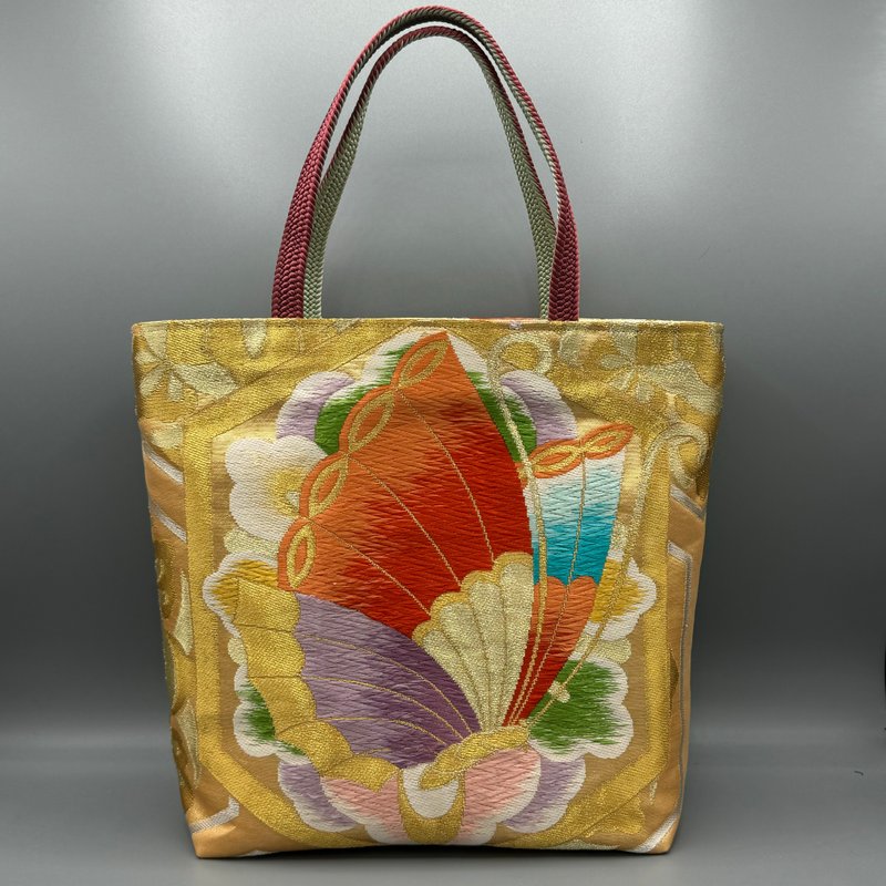 Kimono Obijime Remake Tote bag gold - Handbags & Totes - Silk Gold