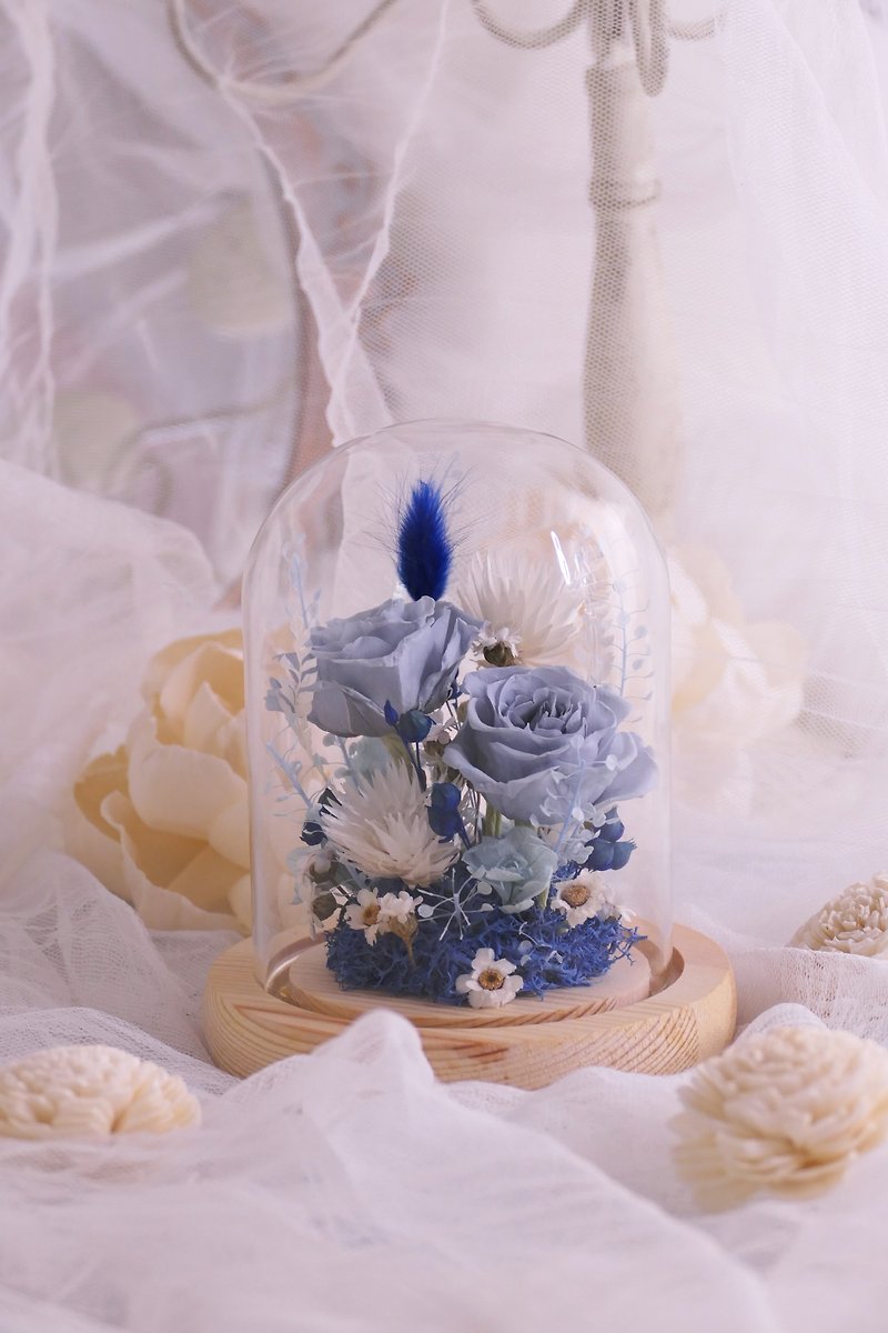Rosemary Xiaomo Forest Glass Cover (Log Night Light) Immortal Flower/Valentine's Day/Birthday/Graduation - ช่อดอกไม้แห้ง - พืช/ดอกไม้ 