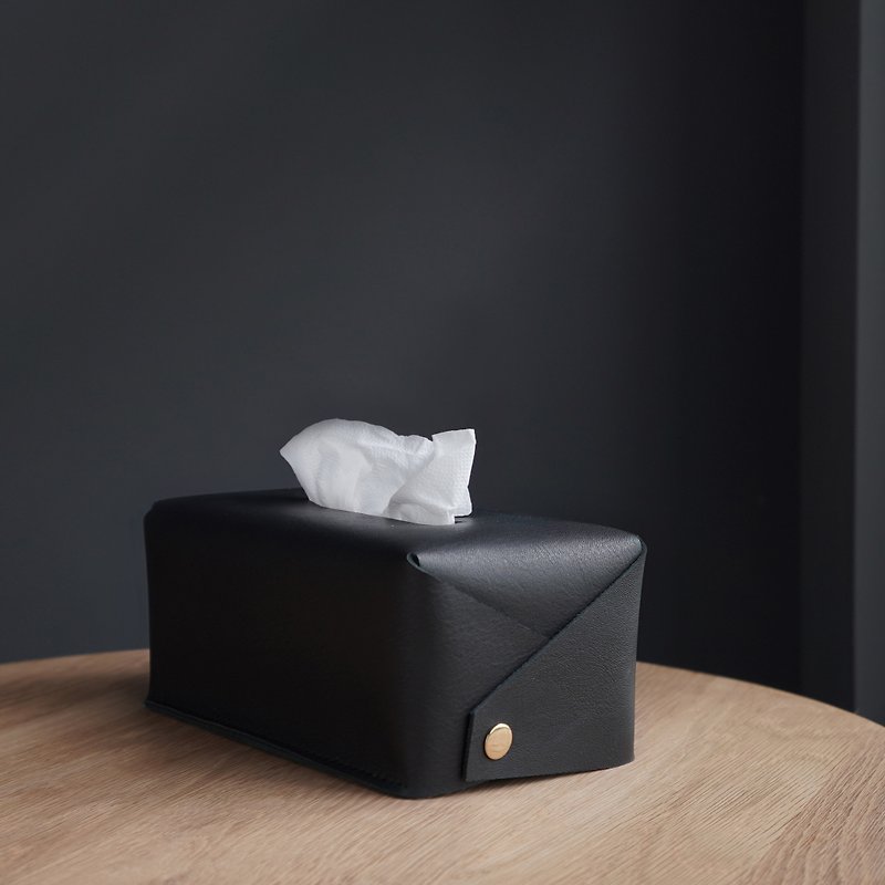 Gentleman's Toilet Paper Box | Tissue Cover | Matte Black - กล่องทิชชู่ - หนังแท้ สีดำ