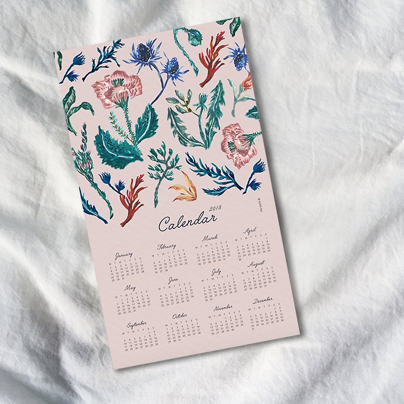 sybil-ho 2018 花與植物年曆海報-太空粉 - 年曆/桌曆 - 紙 多色