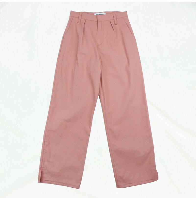 Casual straight trousers-pink - Women's Pants - Cotton & Hemp Pink