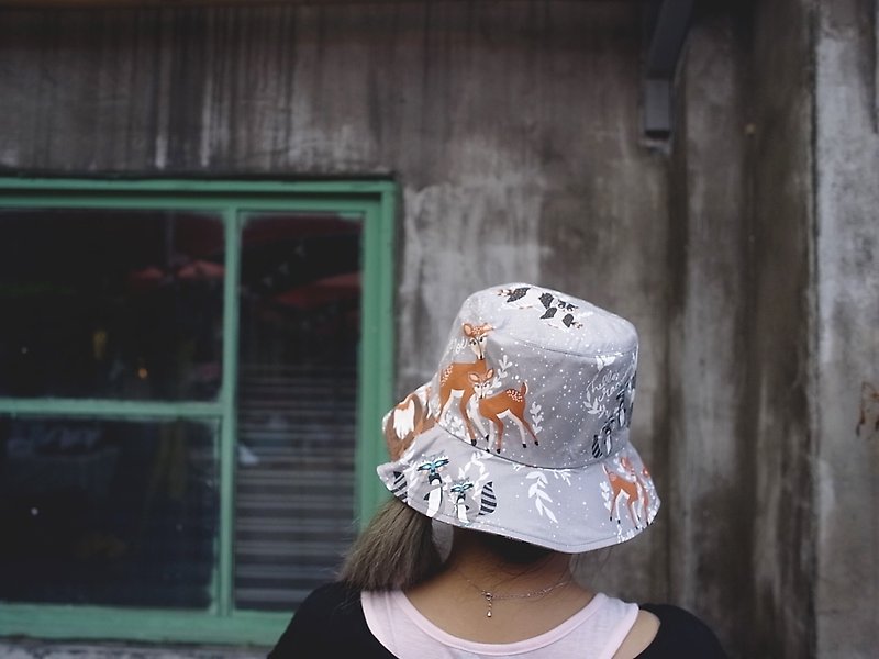 MeihuaAlu手作りの漁師の帽子 - 帽子 - コットン・麻 グレー