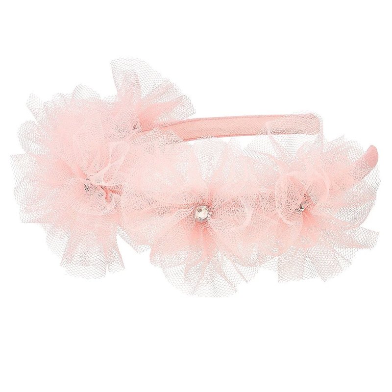 Dutch Souza pink gauze rhinestone flower headband - Headbands - Nylon Pink