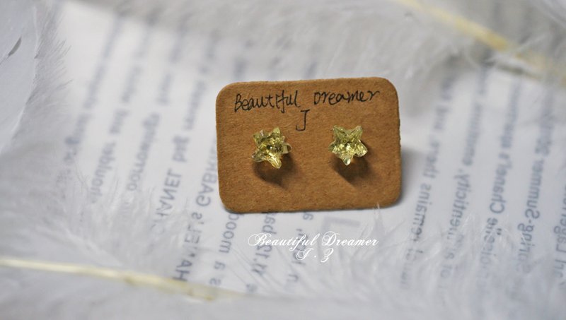 純手工製作高品質水晶星星銀耳釘 - 耳環/耳夾/耳骨夾 - 水晶 多色