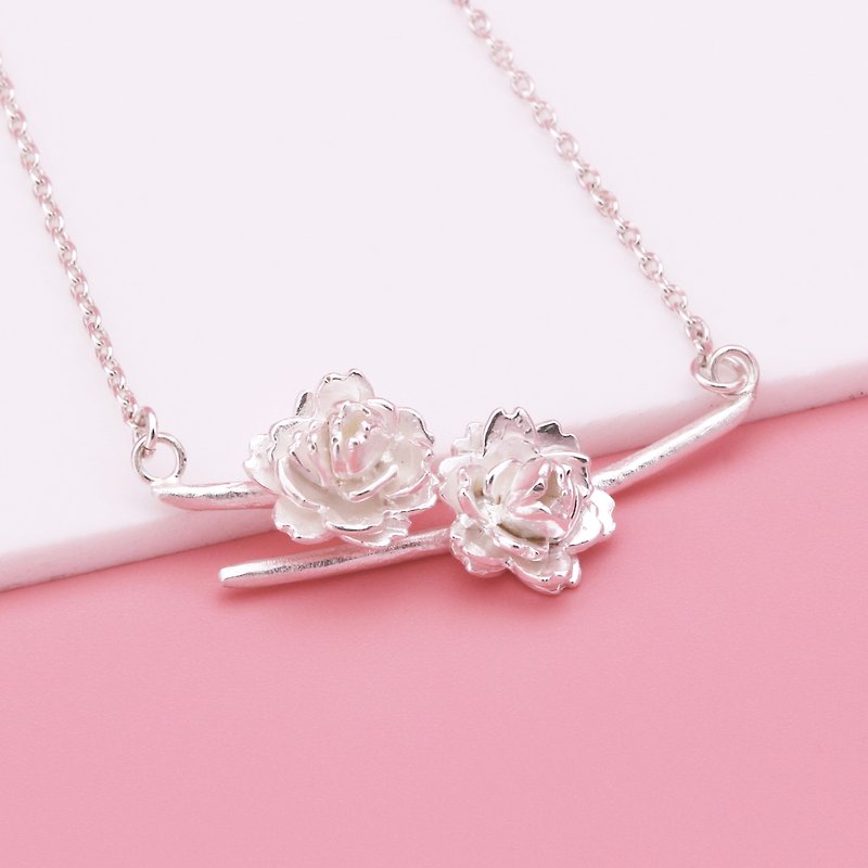 Cherry blossom Silver Necklace - Necklaces - Other Metals Silver