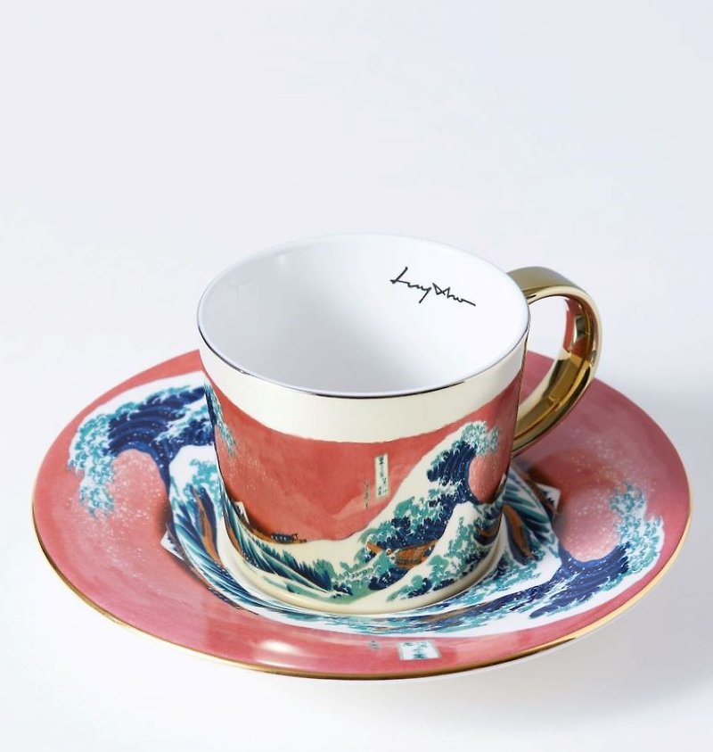 Luycho Mirror Cup & Saucer _ The Great Wave of Kanagawa (Homage Series) - Pottery & Ceramics - Pottery Gold