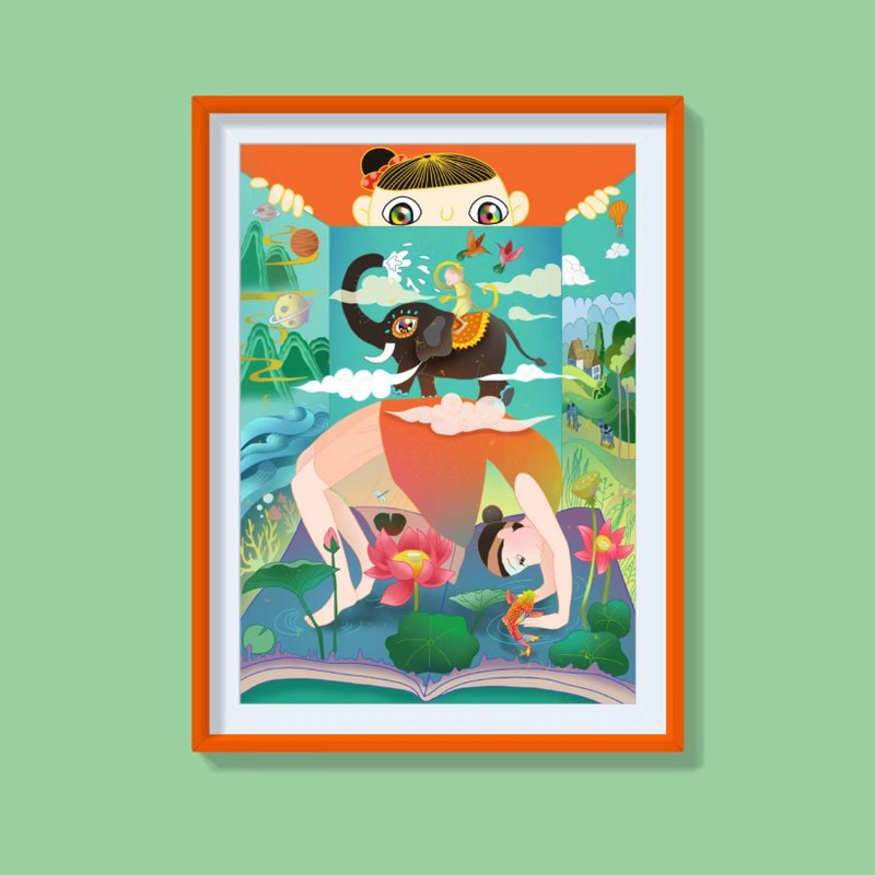 原創插畫 行走的大象 8K藝術微噴裝飾畫 - 電子似顏繪/繪畫/插畫 - 紙 