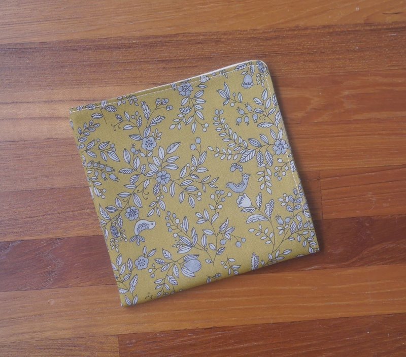 Taiwan cotton handkerchief = elegant flower and bird = mustard yellow (2 colors in total) - Handkerchiefs & Pocket Squares - Cotton & Hemp 