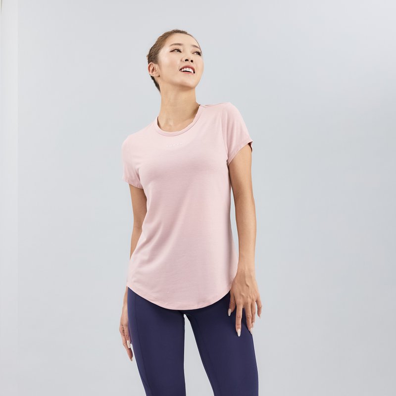 [THFTH] Yuori Tencel Round Swing Sports Top [Iceberry Powder] Skin-friendly, breathable, three-dimensional waist - Women's Sportswear Tops - Other Materials Pink