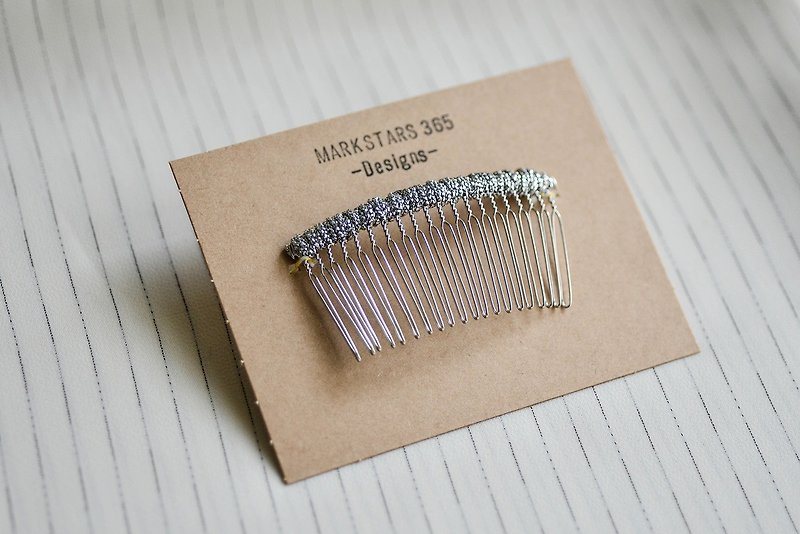 Silver braided hair fork/ hair insert/ hair comb - เครื่องประดับผม - โลหะ สีเงิน