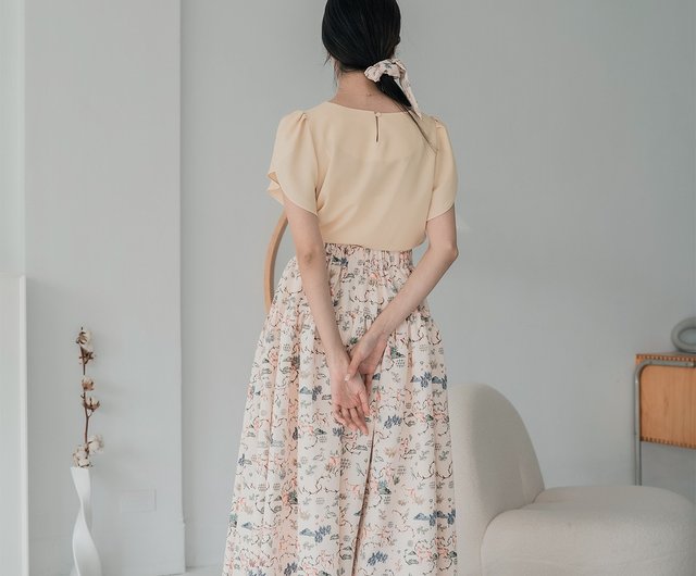 【BAON】Pobin string shirring banding long skirt Shirt banding long skirt : BISCUITSHOP GLOBAL