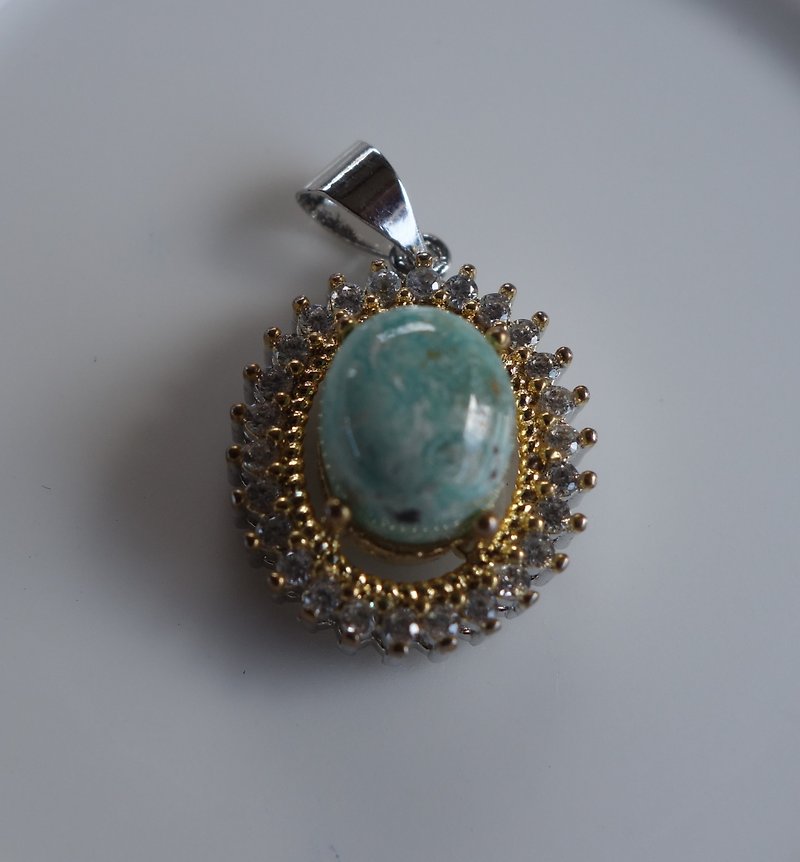 Natural old turquoise pendant 3g turquoise silver jewelry necklace old beads antique collection - สร้อยติดคอ - หยก สีเขียว