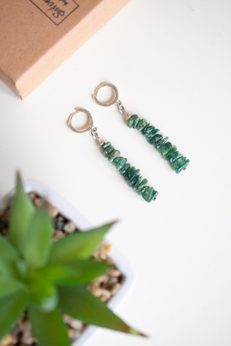 Green Apatite Earrings, Silver, Aries Crystal, Gemini Gem, Lunar New Year Gift - Earrings & Clip-ons - Gemstone Green