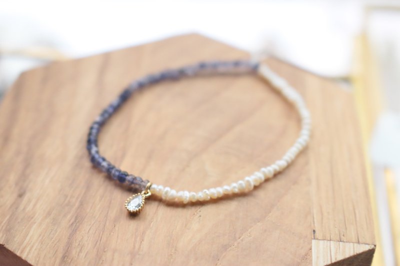<☞ HAND IN HAND ☜> Jin bluestone - half and half bracelet (0021) - Bracelets - Gemstone Blue