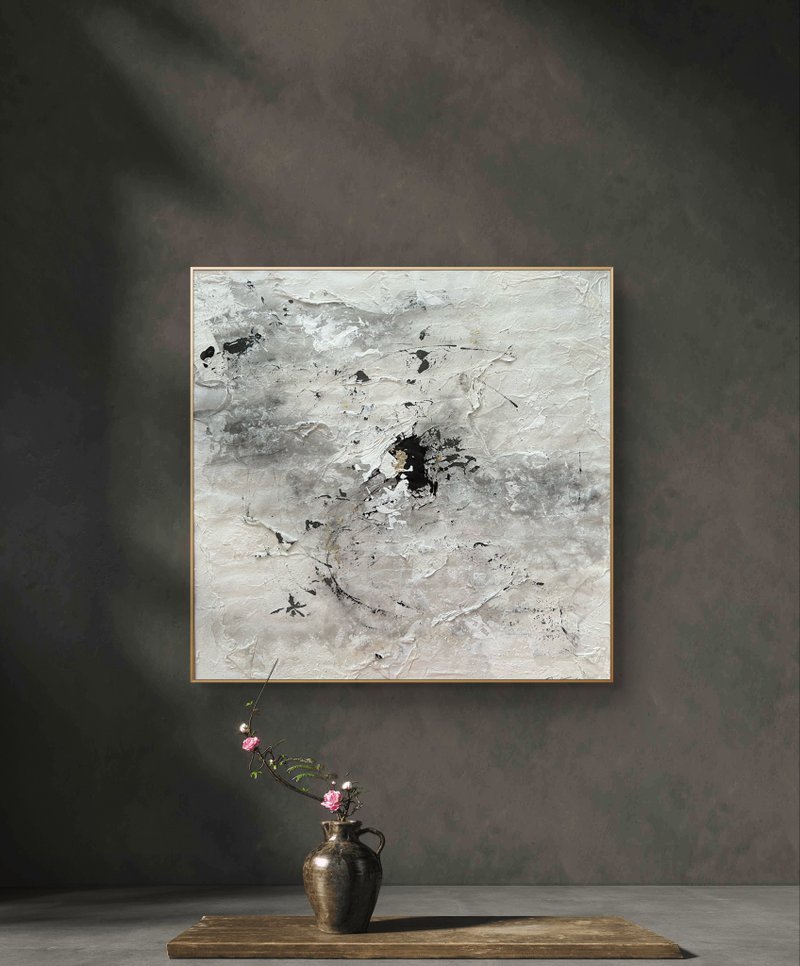【雅 - Miyabi -】原画/額装済み/和風/禅/絵画/アート/抽象画/ニュアンス/モダン/ホテル/内装/海外/金運/開運 - 海報/掛畫/掛布 - 紙 灰色