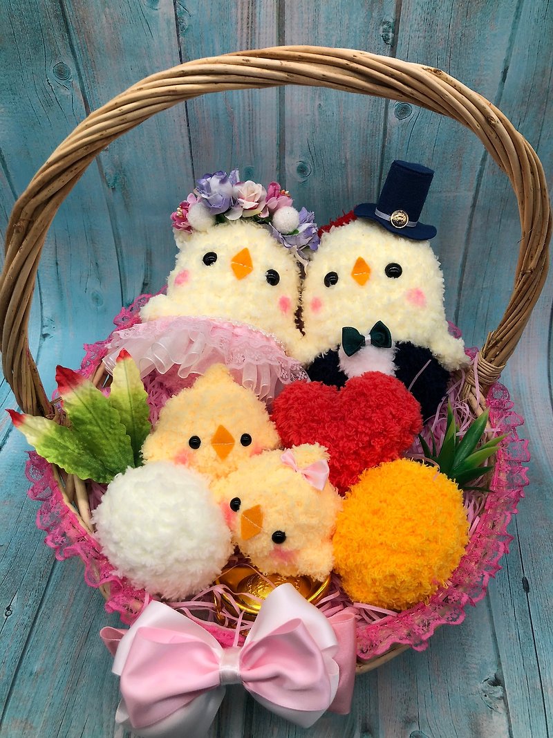 Cute wool woven belt road chicken doll wedding engagement wedding small things wedding supplies - Items for Display - Polyester Pink