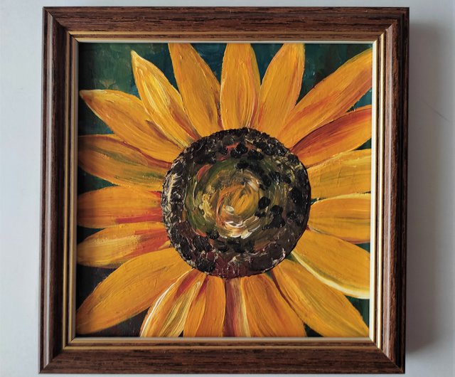 Original 6x6 inch acrylic purchases handpainted sunflower painting on canvas