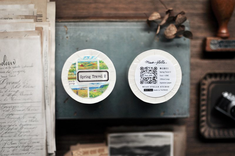 春日旅行2 和紙紙膠帶- 5cm - 紙膠帶/和紙/PET - 紙 多色