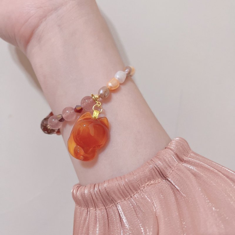 德蕗娜水晶－－－－嬌滴滴蜜糖小狐仙水晶手鍊 - 手鍊/手環 - 水晶 橘色