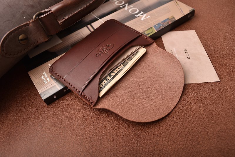 Natural Pouch wallet, small leather wallet, business card - Other - Genuine Leather Brown