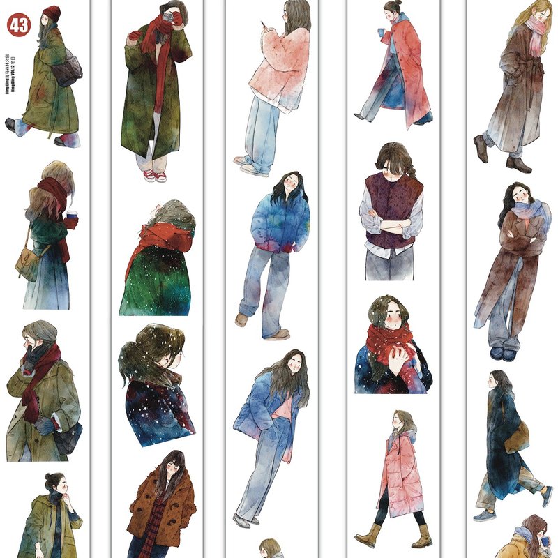 冬日 冬の裝い コーデのヒント PET 和紙膠帶 10米卷 (kiss-cut) - 紙膠帶/和紙/PET - 其他材質 多色