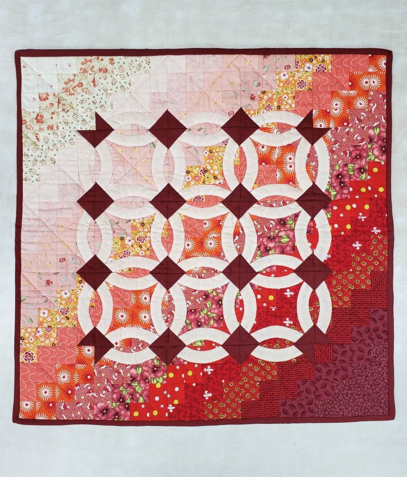 Wedding Ring Patchwork Mural - Other - Cotton & Hemp Red