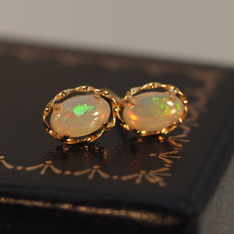18K金蛋白石糖果耳環 18K Gold Opal Gem Candy Earrings - 耳環/耳夾/耳骨夾 - 貴金屬 