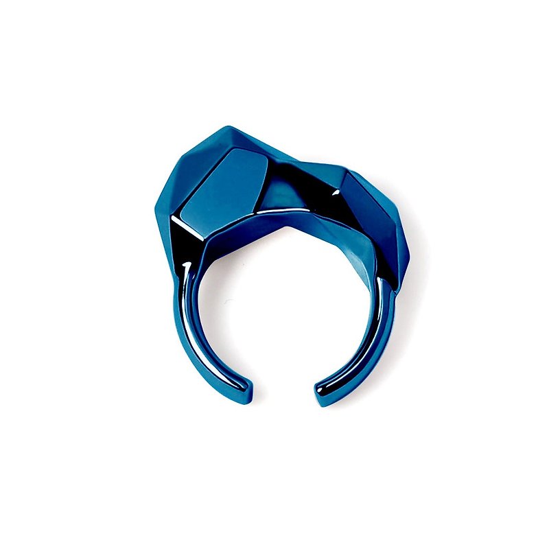 CRYSTALIZED golden geometric polygonal ring - General Rings - Other Metals Blue