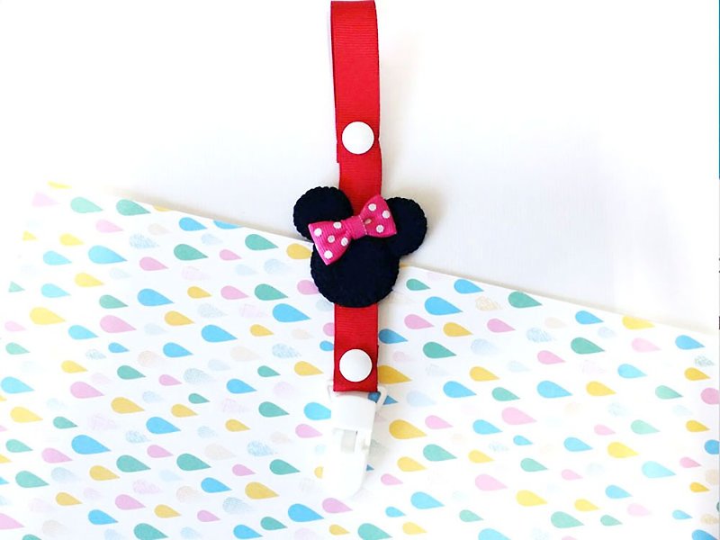 Cheerful baby pacifier chain pacifier clip anti-drop chain can be changed to vanilla pacifier to use Minnie - Baby Bottles & Pacifiers - Other Man-Made Fibers Black