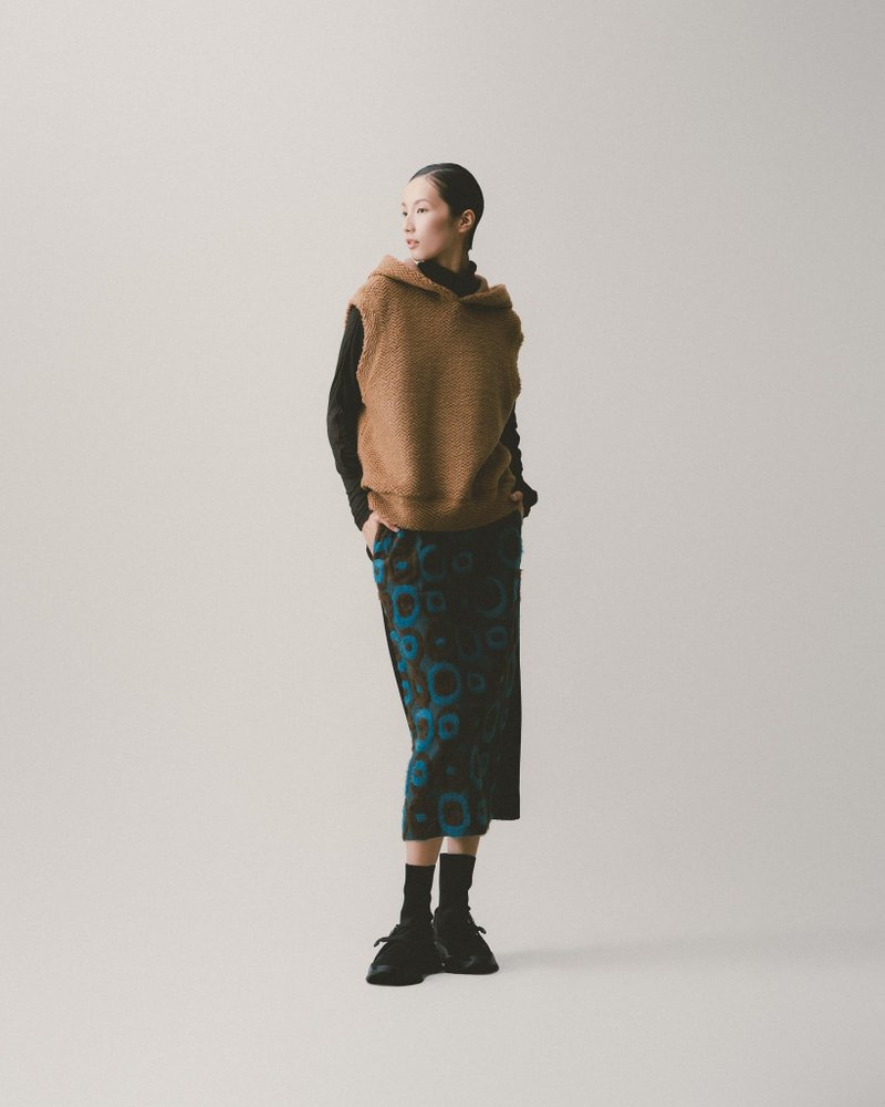 UUIN_綠圓圈咖啡針織裙 - 裙子/長裙 - 其他材質 藍色