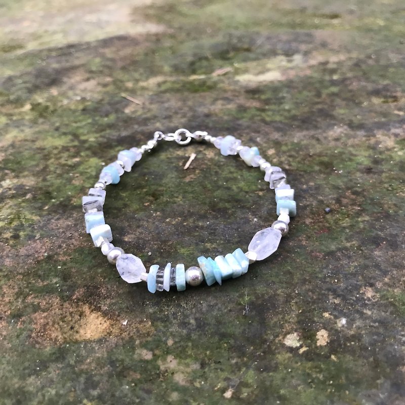 Sea pattern moonstone bracelet - สร้อยข้อมือ - กระดาษ สีน้ำเงิน