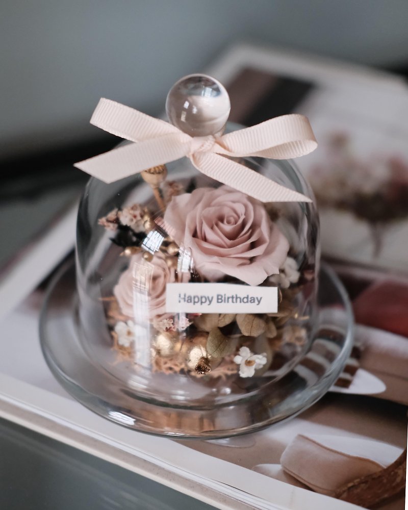 Mother's Day Preserved Flowers/Dried Flower Glass Cup/Milk Tea Nude Pink/Birthday Gift/Mother's Day - ช่อดอกไม้แห้ง - พืช/ดอกไม้ 