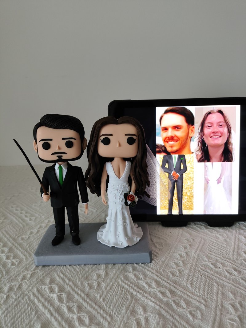 客製化3D人像公仔 訂製手工Funko Pop情侶父母夫妻結婚週年禮物 - 公仔/玩偶 - 黏土 多色