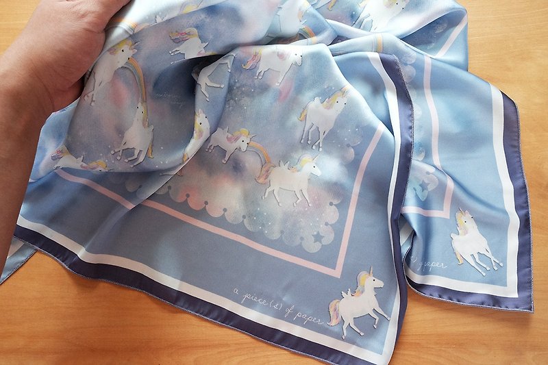 SCARF : Unicorn Way - 絲巾 - 聚酯纖維 藍色