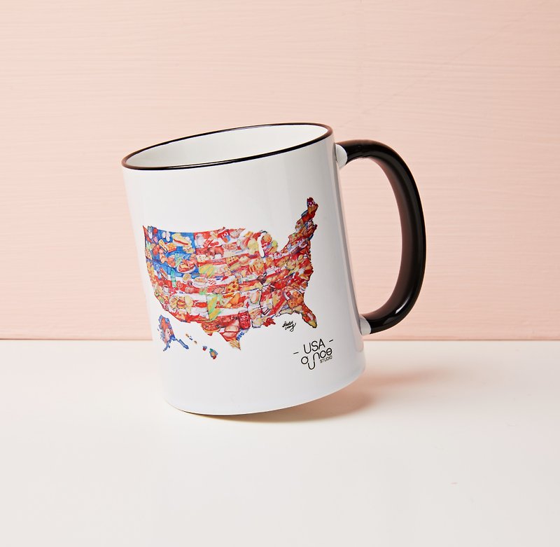 Food Travel Mug - USA Map - Mugs - Porcelain Multicolor