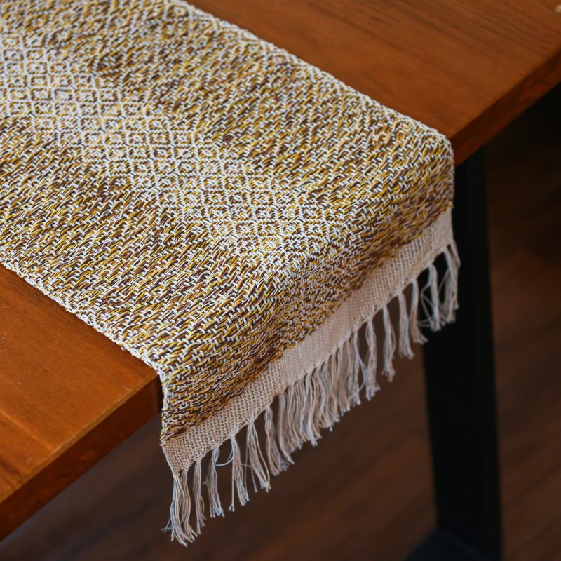 Guardian's Eye/Seediq Handwoven Table Runner/Amber - Items for Display - Cotton & Hemp Multicolor