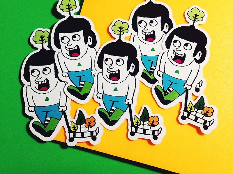 Uncle Shunong / Sticker - Stickers - Waterproof Material Green