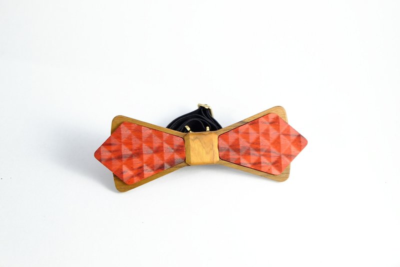 木領結 天然原木 領結 3D WOOD TIE Millimeter質感 經典 黑色 情人節禮物 收藏 - 領帶/領帶夾 - 木頭 紅色