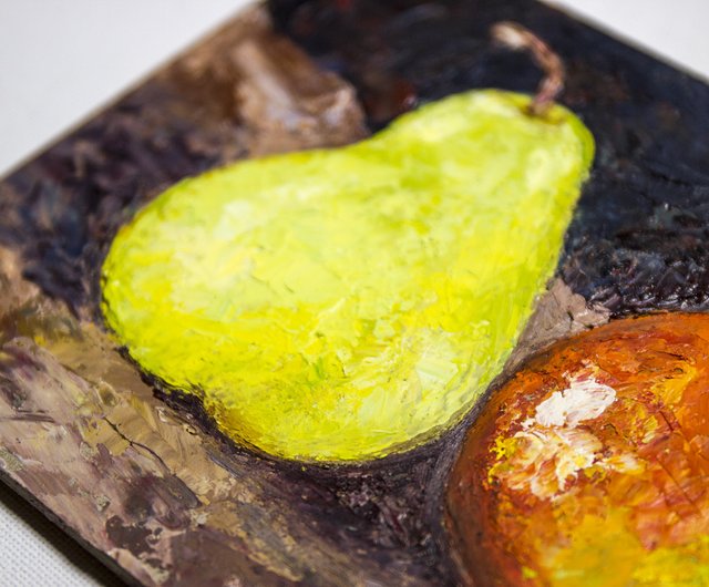 油彩画 果物 2つの果実 油彩画 果物 2つの果実