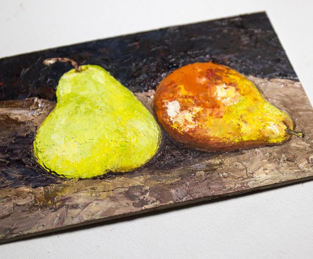 油彩画 果物 2つの果実