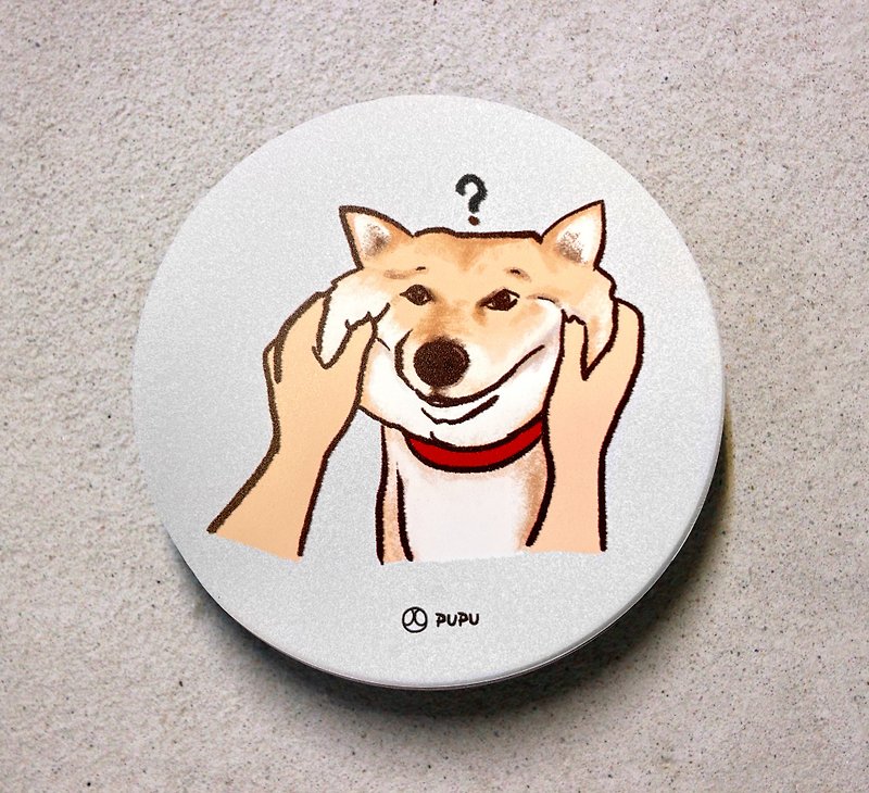 柴犬のつまむ顔 - オリジナルイラスト - MIT Yingge - UV直射 - セラミック吸収性コースター 文化的で創造的な柴犬 - コースター - 紙 