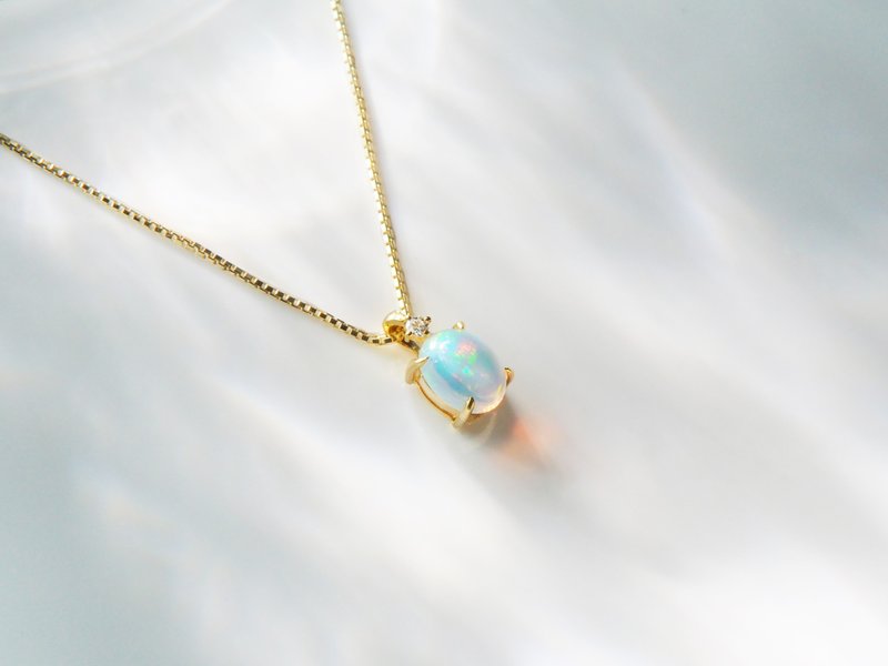 Northern Lights | Opal Necklace/Wish Series | Natural Gemstone Necklace - สร้อยคอ - เครื่องเพชรพลอย สีทอง