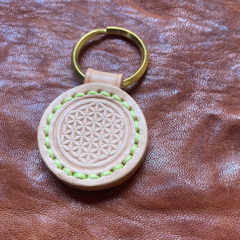 -Flower of life- レザーキーホルダー - 鑰匙圈/鑰匙包 - 真皮 咖啡色