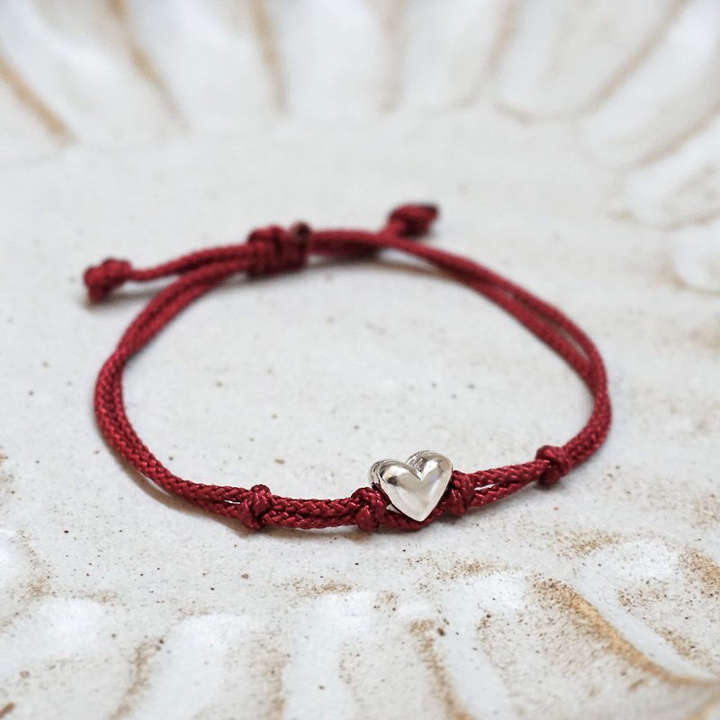 ll Red thread bracelet ll 925 sterling silver love love red rope / can touch water - สร้อยข้อมือ - เงินแท้ สีแดง