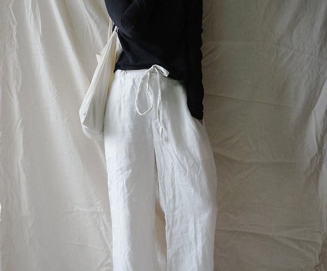 white New Moulin linen trousers | agnès b.
