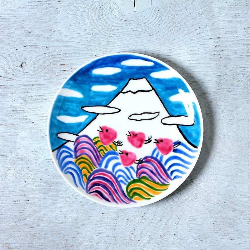 冬の富士山part2 - 小皿 - 磁器 多色