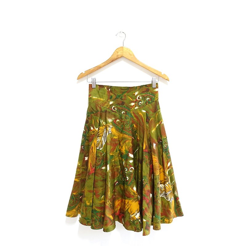 │Slowly│Peacock-Ancient Skirt│vintage.Retro.Literature - Skirts - Polyester Multicolor