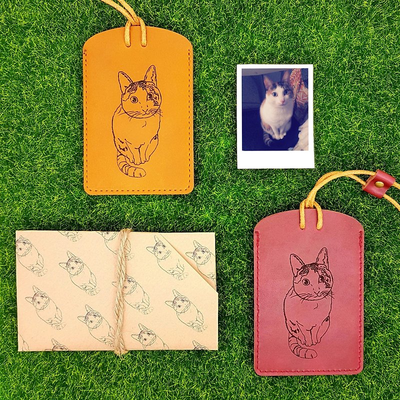 Custom hand-stitched leather ID/ID card holder. Hairy child / pet whole body - ID & Badge Holders - Genuine Leather 